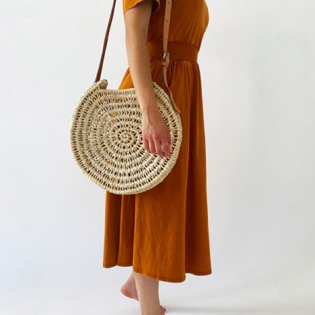 Χειροποιήτη ψάθινη τσάντα ώμου