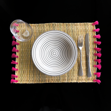 Χειροποίητα ψάθινα σουπλα φούξια