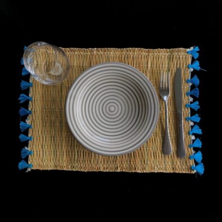 Χειροποίητα ψάθινα σουπλα μπλε