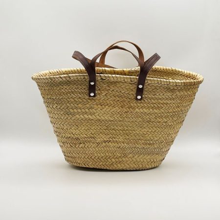 Χειροποίητη ψάθινη τσάντα παραλίας με διπλό λουρί